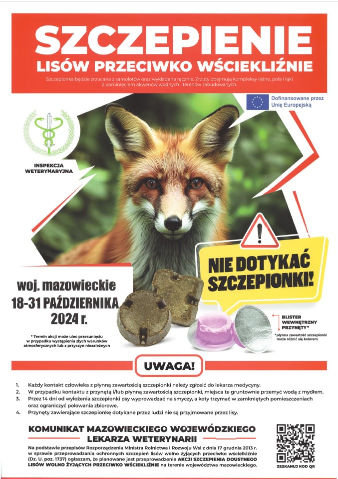 Plakat&#x20;informujący&#x20;o&#x20;szczepieniu&#x20;lisów&#x20;przeciwko&#x20;wściekliźnie